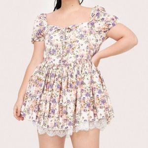 Cider & Plus Floral and Lace Patchwork Dress